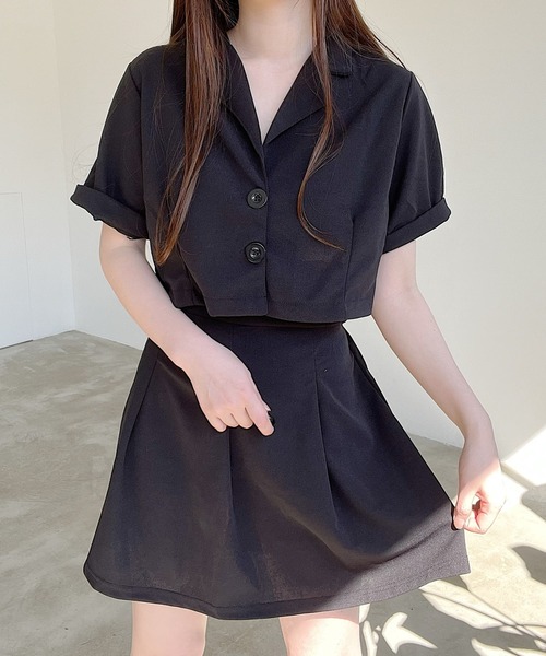 セール】開襟シャツ＆ミニスカートセットアップ（シャツ
