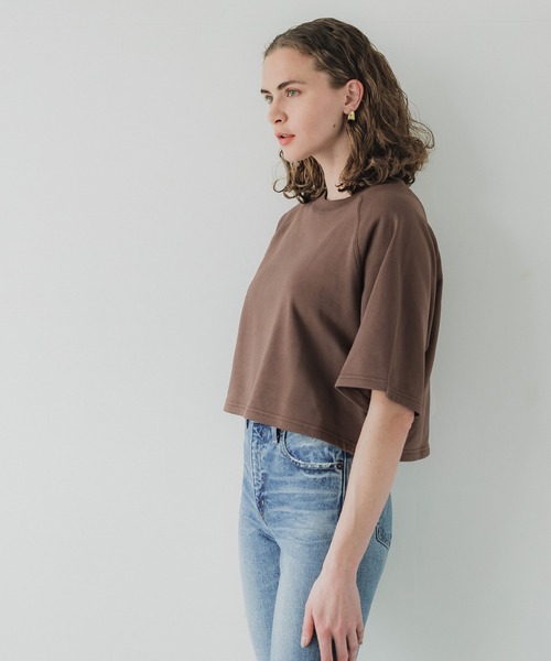tシャツ M1874 ミニ裏毛デザインＴ レディース ikka tシャツ ミニ裏毛スウェットライク半袖Tシャツ レディース