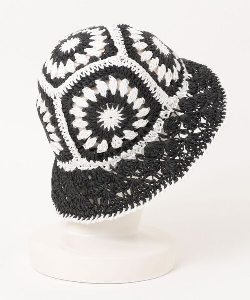 Revo.（レボ）の「フラワー かぎ編み クロシェ ペーパーハット / 麦わら帽子（ハット・レディース・ブラック/アイボリー/ネイビー/ベージュ・FREE）」の11枚目の写真