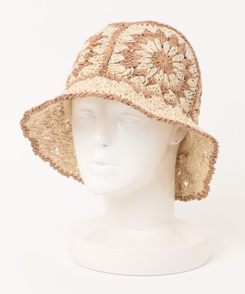 Revo.（レボ）の「フラワー かぎ編み クロシェ ペーパーハット / 麦わら帽子（ハット・レディース・ブラック/アイボリー/ネイビー/ベージュ・FREE）」の14枚目の写真