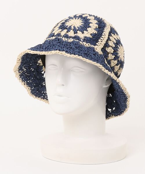Revo.（レボ）の「フラワー かぎ編み クロシェ ペーパーハット / 麦わら帽子（ハット・レディース・ブラック/アイボリー/ネイビー/ベージュ・FREE）」の5枚目の写真