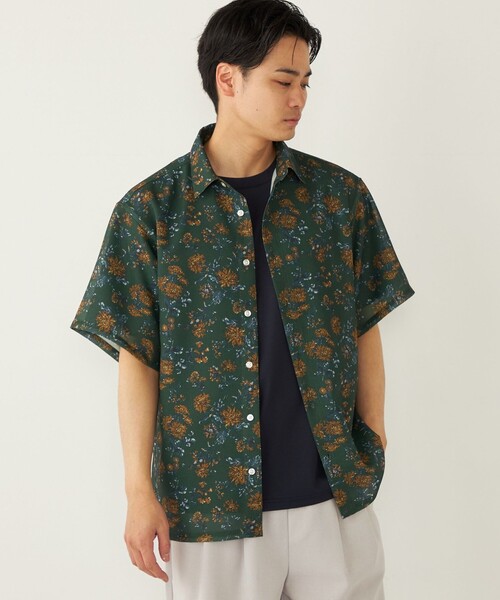 SHIPS Colors(シップス カラーズ)の「SHIPS Colors:〈洗濯機可能〉メッシュ 総柄 プリント シャツ(シャツ/ブラウス・メンズ・ライトホワイト/グリーン/イエロー系その他2/ネイビー・MEDIUM/LARGE/X-LARGE)」の10枚目の写真