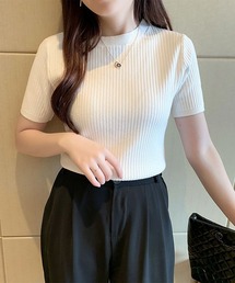 blackdia ocean ハーフスリーブ リブニットトップス