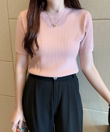 blackdia ocean ハーフスリーブ リブニットトップス