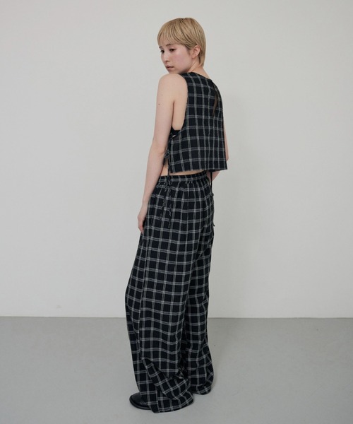 lit（リット）の「Check Side Knot Tops（シャツ/ブラウス・レディース・オフホワイト/ブラック・FREE）」の9枚目の写真