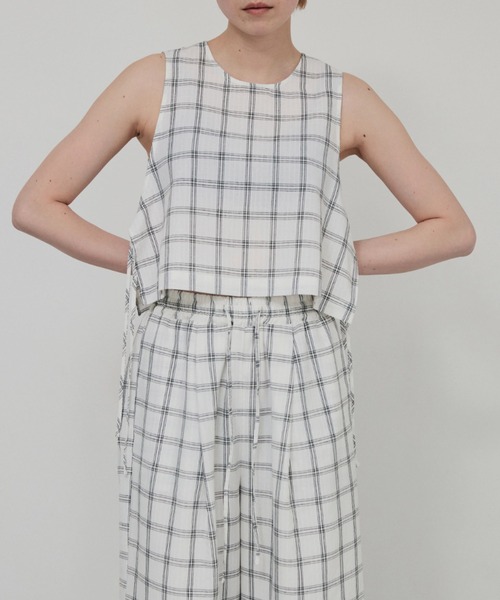 lit（リット）の「Check Side Knot Tops（シャツ/ブラウス・レディース・オフホワイト/ブラック・FREE）」の19枚目の写真