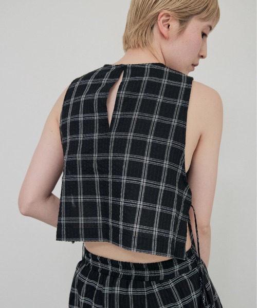 lit（リット）の「Check Side Knot Tops（シャツ/ブラウス・レディース・オフホワイト/ブラック・FREE）」の11枚目の写真