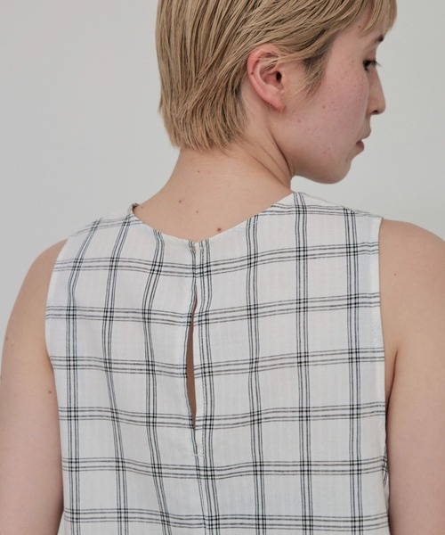 lit（リット）の「Check Side Knot Tops（シャツ/ブラウス・レディース・オフホワイト/ブラック・FREE）」の14枚目の写真
