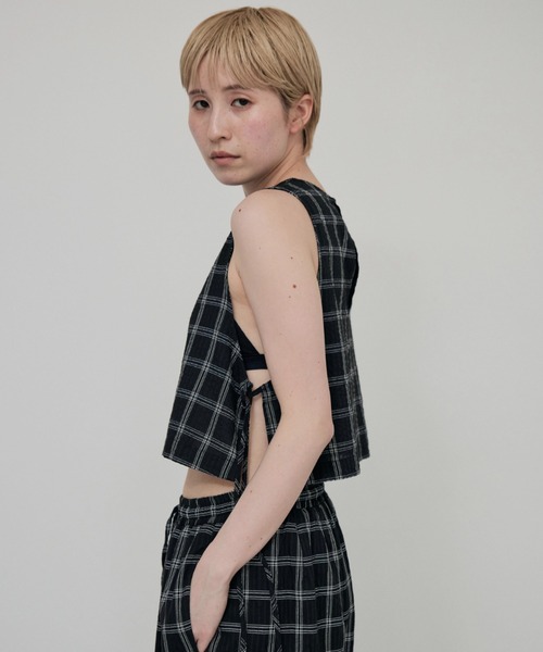 lit（リット）の「Check Side Knot Tops（シャツ/ブラウス・レディース・オフホワイト/ブラック・FREE）」の12枚目の写真