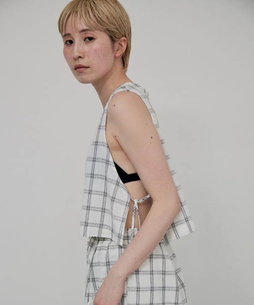 lit（リット）の「Check Side Knot Tops（シャツ/ブラウス・レディース・オフホワイト/ブラック・FREE）」の20枚目の写真