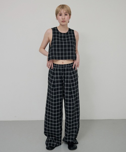 lit（リット）の「Check Side Knot Tops（シャツ/ブラウス・レディース・オフホワイト/ブラック・FREE）」の10枚目の写真