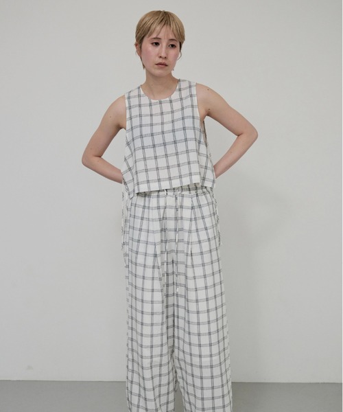 lit（リット）の「Check Side Knot Tops（シャツ/ブラウス・レディース・オフホワイト/ブラック・FREE）」の15枚目の写真