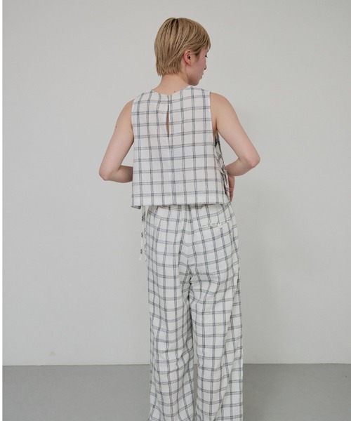 lit（リット）の「Check Side Knot Tops（シャツ/ブラウス・レディース・オフホワイト/ブラック・FREE）」の17枚目の写真