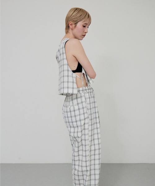 lit（リット）の「Check Side Knot Tops（シャツ/ブラウス・レディース・オフホワイト/ブラック・FREE）」の16枚目の写真