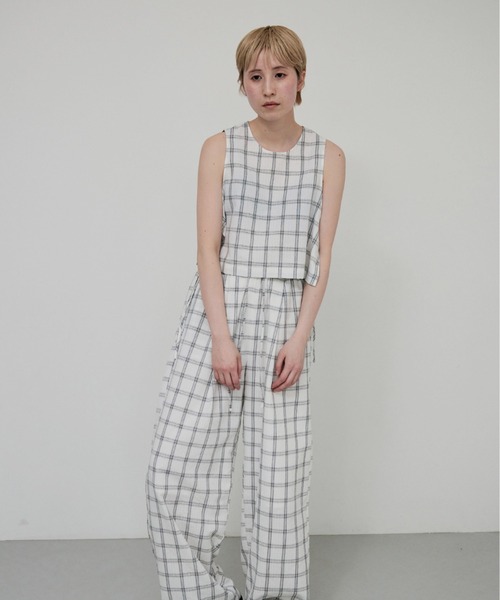 lit（リット）の「Check Side Knot Tops（シャツ/ブラウス・レディース・オフホワイト/ブラック・FREE）」の18枚目の写真