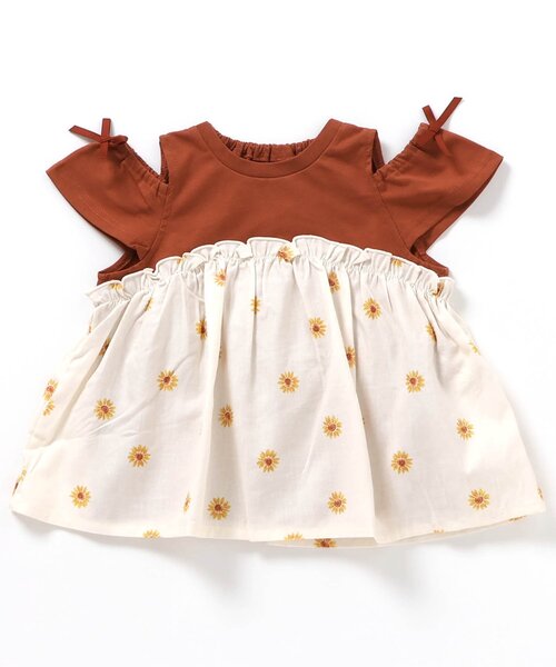 apres les cours(アプレレクール)の「【接触冷感・吸水速乾】4柄アソートドッキング半袖トップス(Tシャツ/カットソー・キッズ・アイボリー/レッド/ブラウン/ネイビー・140/130/120/110/100/90/80)」の2枚目の写真