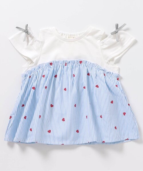 apres les cours(アプレレクール)の「【接触冷感・吸水速乾】4柄アソートドッキング半袖トップス(Tシャツ/カットソー・キッズ・アイボリー/レッド/ブラウン/ネイビー・140/130/120/110/100/90/80)」の1枚目の写真