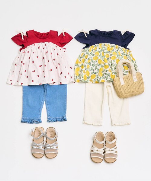 apres les cours（アプレレクール）の「【接触冷感・吸水速乾】4柄アソートドッキング半袖トップス（Tシャツ/カットソー・キッズ・アイボリー/レッド/ブラウン/ネイビー・140/130/120/110/100/90/80）」の16枚目の写真