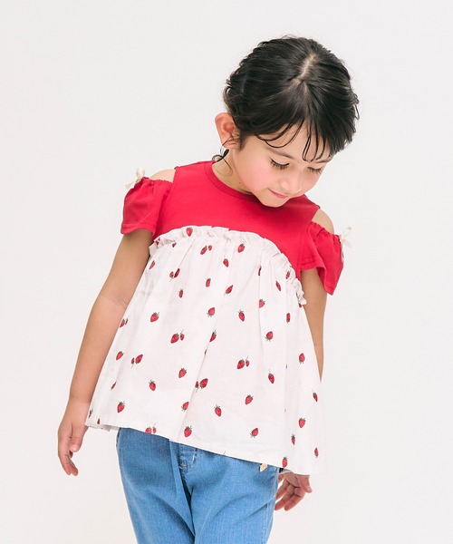 apres les cours(アプレレクール)の「【接触冷感・吸水速乾】4柄アソートドッキング半袖トップス(Tシャツ/カットソー・キッズ・アイボリー/レッド/ブラウン/ネイビー・140/130/120/110/100/90/80)」の4枚目の写真