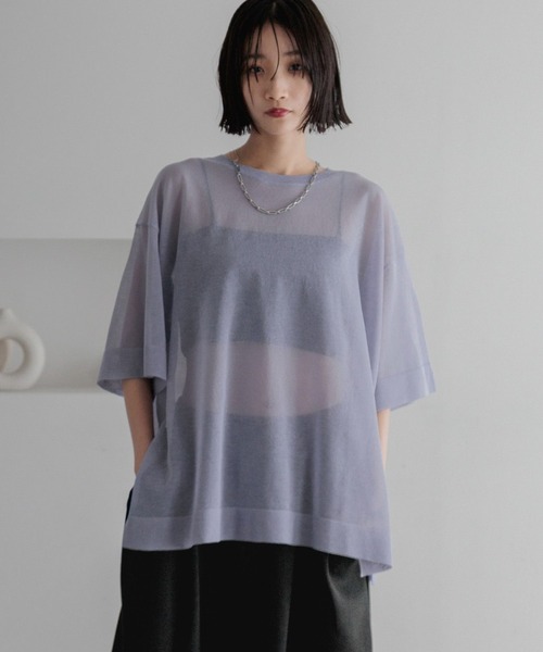 LOWRYS FARM（ローリーズファーム）の「シアーニットＴＥＥ 326642（ニット/セーター・レディース・グレー/パープル/ブラック・FREE）」の17枚目の写真