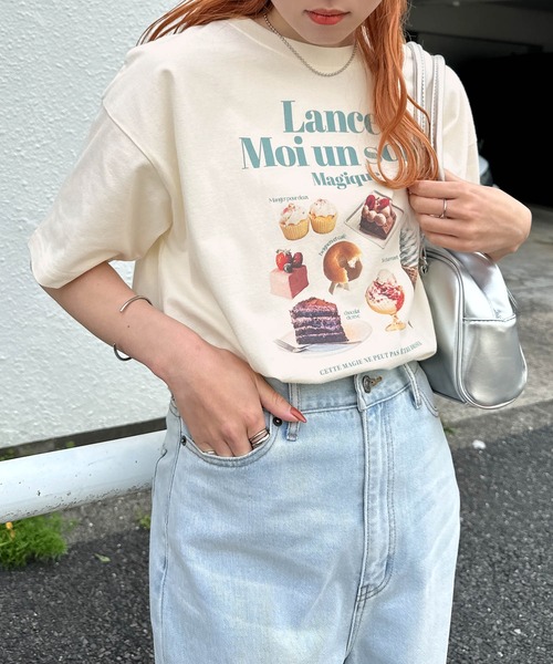 Freesia by andme（フリージアバイアンドミー）の「フォトアイコンプリント半袖Tシャツ（Tシャツ/カットソー・レディース・オフホワイト/ピンク/キナリ・M）」の10枚目の写真