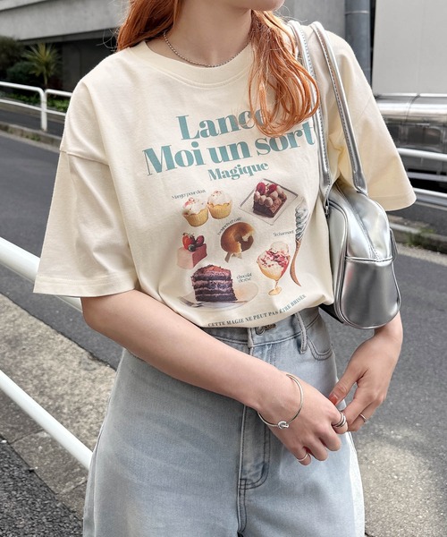 Freesia by andme（フリージアバイアンドミー）の「フォトアイコンプリント半袖Tシャツ（Tシャツ/カットソー・レディース・オフホワイト/ピンク/キナリ・M）」の11枚目の写真