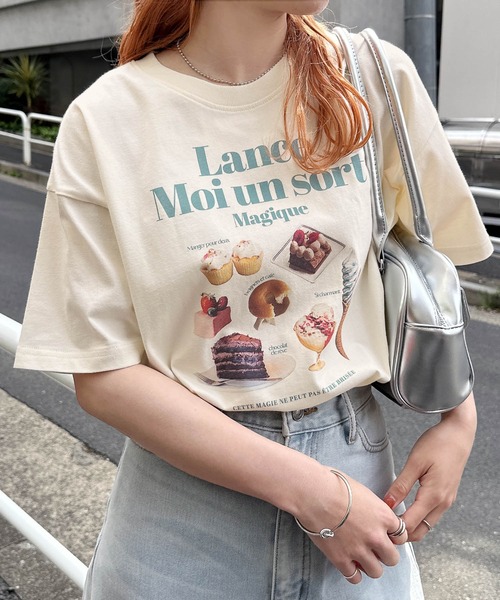 Freesia by andme（フリージアバイアンドミー）の「フォトアイコンプリント半袖Tシャツ（Tシャツ/カットソー・レディース・オフホワイト/ピンク/キナリ・M）」の12枚目の写真