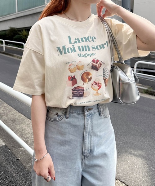 Freesia by andme（フリージアバイアンドミー）の「フォトアイコンプリント半袖Tシャツ（Tシャツ/カットソー・レディース・オフホワイト/ピンク/キナリ・M）」の13枚目の写真