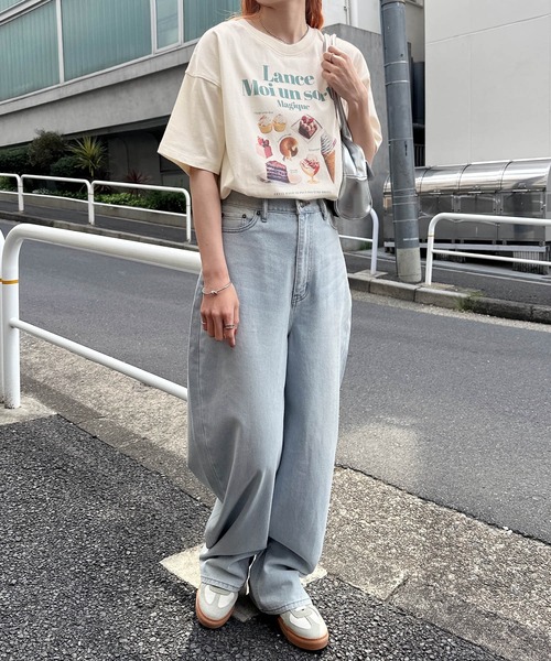 Freesia by andme（フリージアバイアンドミー）の「フォトアイコンプリント半袖Tシャツ（Tシャツ/カットソー・レディース・オフホワイト/ピンク/キナリ・M）」の14枚目の写真