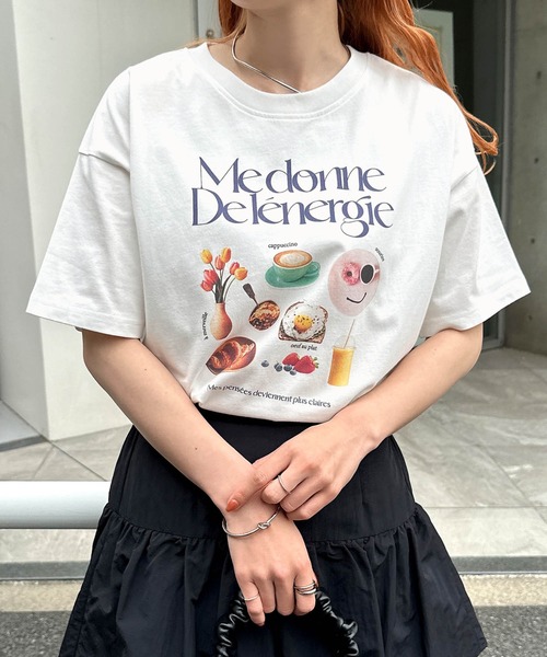 Freesia by andme（フリージアバイアンドミー）の「フォトアイコンプリント半袖Tシャツ（Tシャツ/カットソー・レディース・オフホワイト/ピンク/キナリ・M）」の5枚目の写真