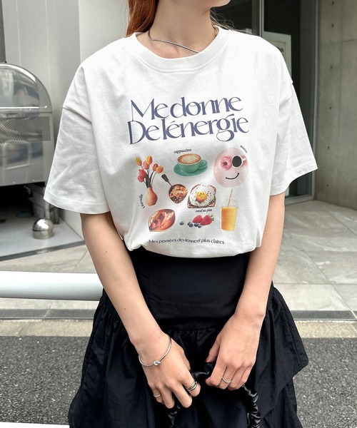 Freesia by andme（フリージアバイアンドミー）の「フォトアイコンプリント半袖Tシャツ（Tシャツ/カットソー・レディース・オフホワイト/ピンク/キナリ・M）」の6枚目の写真