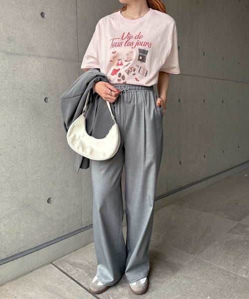 Freesia by andme（フリージアバイアンドミー）の「フォトアイコンプリント半袖Tシャツ（Tシャツ/カットソー・レディース・オフホワイト/ピンク/キナリ・M）」の20枚目の写真