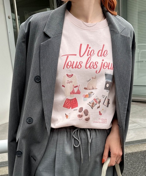 Freesia by andme（フリージアバイアンドミー）の「フォトアイコンプリント半袖Tシャツ（Tシャツ/カットソー・レディース・オフホワイト/ピンク/キナリ・M）」の22枚目の写真
