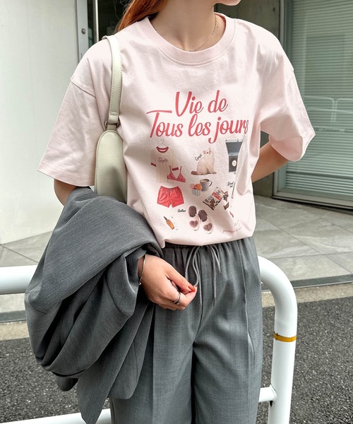 Freesia by andme（フリージアバイアンドミー）の「フォトアイコンプリント半袖Tシャツ（Tシャツ/カットソー・レディース・オフホワイト/ピンク/キナリ・M）」の15枚目の写真