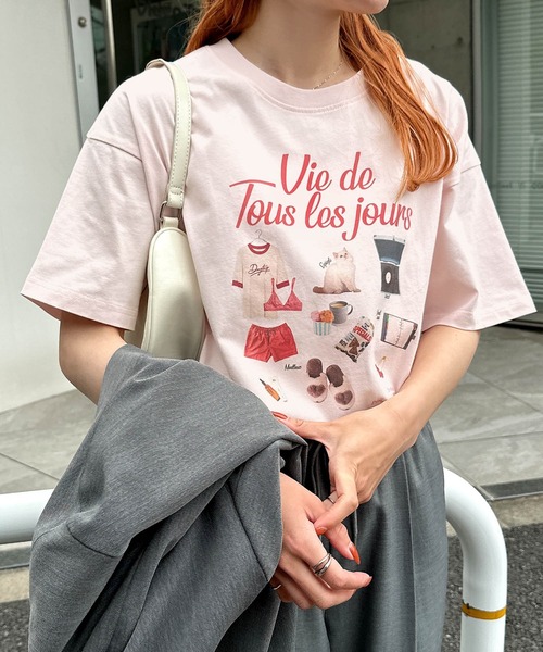 Freesia by andme（フリージアバイアンドミー）の「フォトアイコンプリント半袖Tシャツ（Tシャツ/カットソー・レディース・オフホワイト/ピンク/キナリ・M）」の16枚目の写真