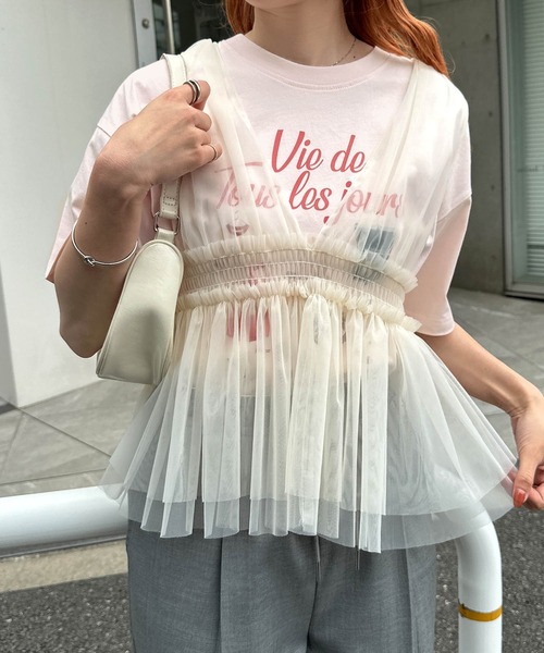 Freesia by andme（フリージアバイアンドミー）の「フォトアイコンプリント半袖Tシャツ（Tシャツ/カットソー・レディース・オフホワイト/ピンク/キナリ・M）」の18枚目の写真