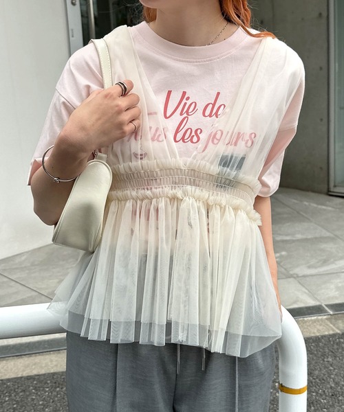 Freesia by andme（フリージアバイアンドミー）の「フォトアイコンプリント半袖Tシャツ（Tシャツ/カットソー・レディース・オフホワイト/ピンク/キナリ・M）」の19枚目の写真