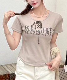 SpRay（スプレイ）の「レースアップロゴTシャツ（Tシャツ/カットソー・レディース）」