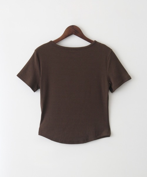 SpRay(スプレイ)の「レースアップロゴTシャツ(Tシャツ/カットソー・レディース・ブラウン/ボルドー/ホワイト/ベージュ/ブラック/アイボリー・FREE/LARGE)」の7枚目の写真