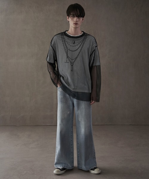 LUCY（ルーシー）の「LUCY/シルバープリントバギーフレアデニム（デニムパンツ・メンズ・ブラック系2/ライトインディゴブルー・MEDIUM/LARGE）」の9枚目の写真