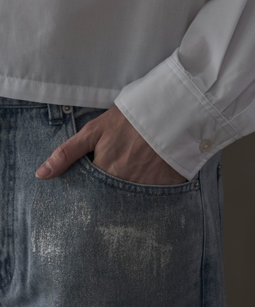 LUCY（ルーシー）の「LUCY/シルバープリントバギーフレアデニム（デニムパンツ・メンズ・ブラック系2/ライトインディゴブルー・MEDIUM/LARGE）」の7枚目の写真