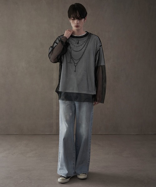 LUCY（ルーシー）の「LUCY/シルバープリントバギーフレアデニム（デニムパンツ・メンズ・ブラック系2/ライトインディゴブルー・MEDIUM/LARGE）」の4枚目の写真