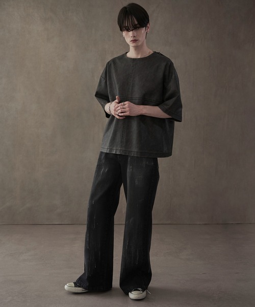 LUCY（ルーシー）の「LUCY/シルバープリントバギーフレアデニム（デニムパンツ・メンズ・ブラック系2/ライトインディゴブルー・MEDIUM/LARGE）」の12枚目の写真