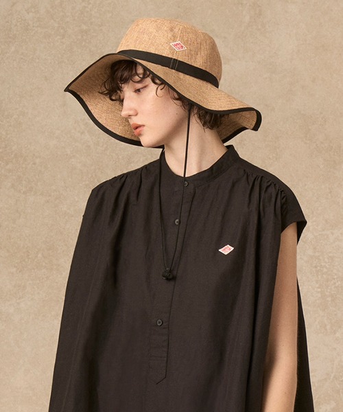 DANTON（ダントン）の「RAFFIA-LIKE POLYESTER BUCKET HAT（ハット・レディース・ベージュ/ブラック・F）」の12枚目の写真