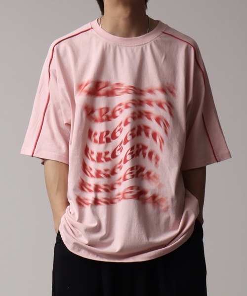 Selfish Ghostピンク プリント 長袖Tシャツ ＆プリントロングスリーブTシャツ＜スモーキーピンク＞(S