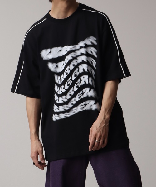 セール】袖パイピングプリントロゴTシャツ（Tシャツ/カットソー