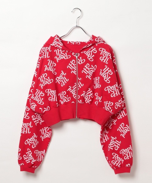 repipi armario（レピピ アルマリオ）の「【HOnOKAコラボ】ZIPパーカー【セットアップ着用可能】（パーカー・キッズ・ブラック/ピンク/レッド・MEDIUM/LARGE）」の3枚目の写真
