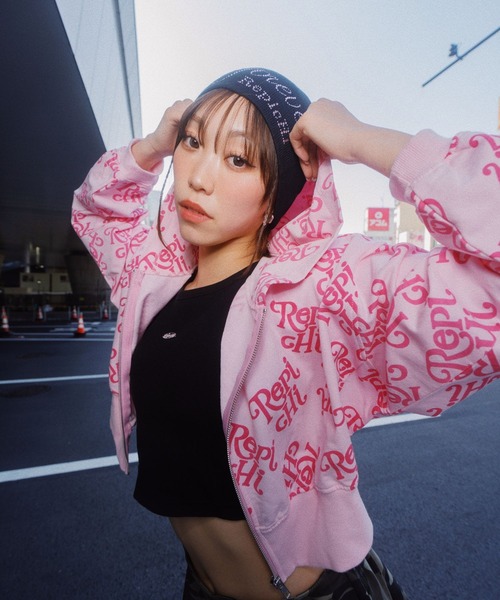 repipi armario（レピピ アルマリオ）の「【HOnOKAコラボ】ZIPパーカー【セットアップ着用可能】（パーカー・キッズ・ブラック/ピンク/レッド・MEDIUM/LARGE）」の4枚目の写真