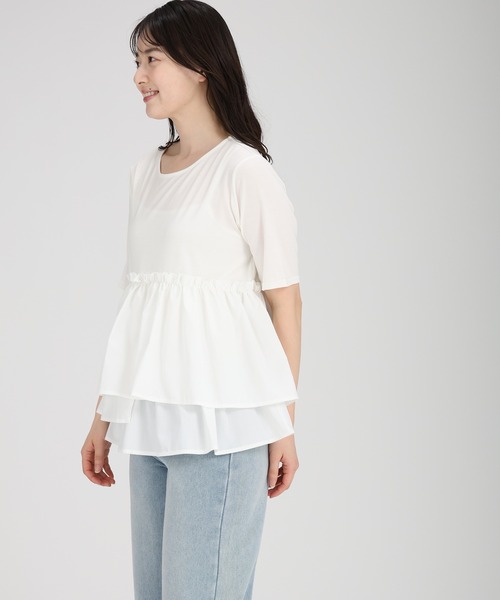 fifth(フィフス)の「【接触冷感】アシンメトリードッキングTシャツ(Tシャツ/カットソー・レディース・ネイビー/ホワイト・M)」の10枚目の写真