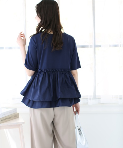 ドッキングダメージTシャツ セール】【tageechita】オーバーサイズコントラストシアー
